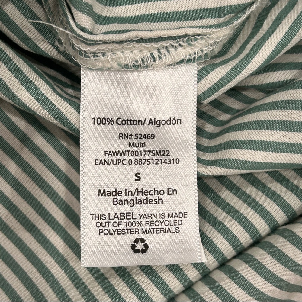 Free Assembly Elasticated Top Off Shoulder ¾-Sleeve Green & White Stripe Small - Picture 10 of 10